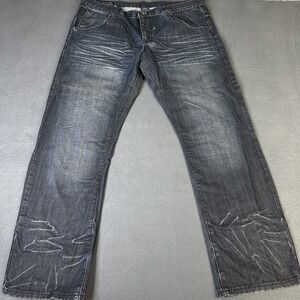 Live Mechanics Black Gothic Baggy Jeans 40x32 Cyber  Riveted Zipper Stash